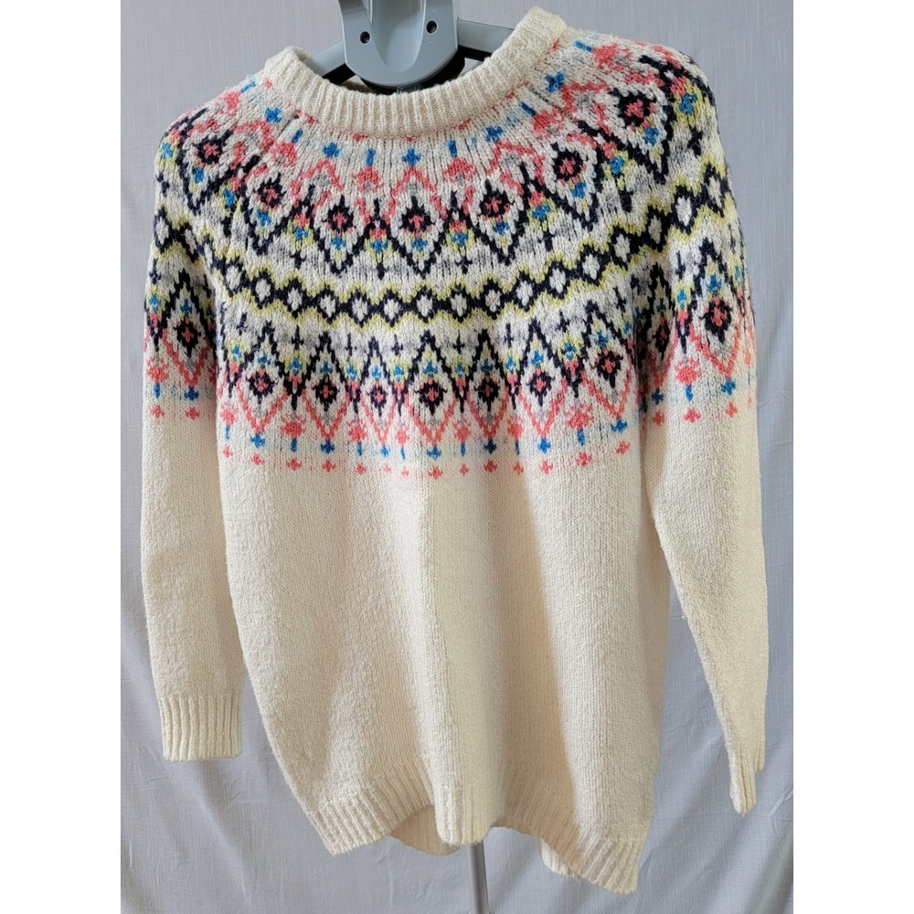 Aerie Oversized Womens XS Fair Isle Knit Crewneck Sweater Bohemian  Cottagecore